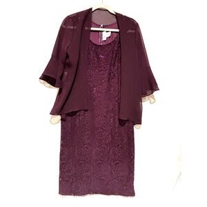 New ROCOCO Lace Sequin Dress & Jacket Plum Fairy‎ Formal Mother Bride Sz 8 Goth